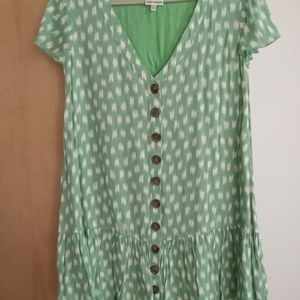 Dropped waist patterned mini dress